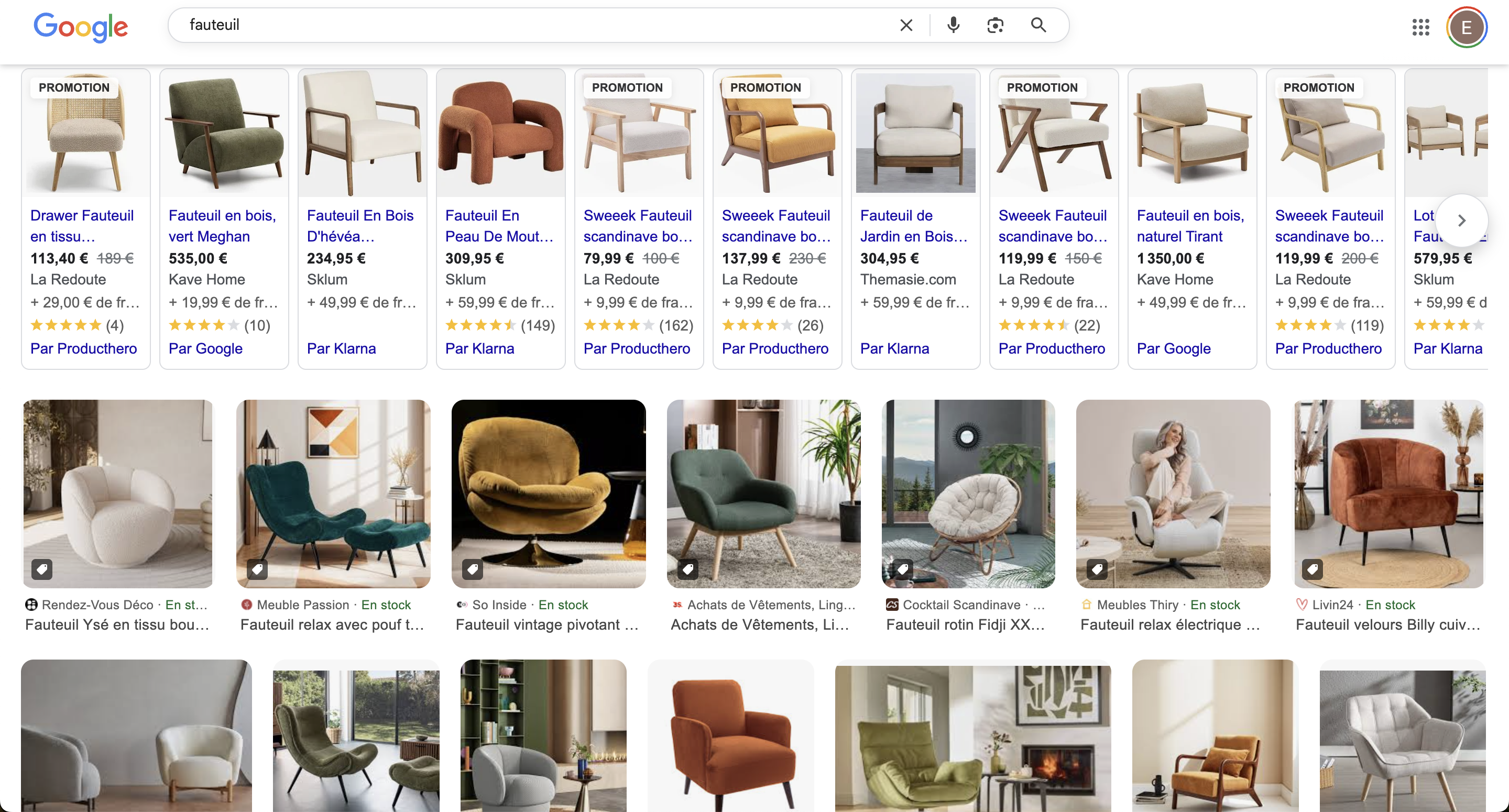 Large sélection de fauteuils et canapés - problème du choix en décoration